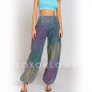 Rainbow Festival Harem Jogger Denim Jeans Size M